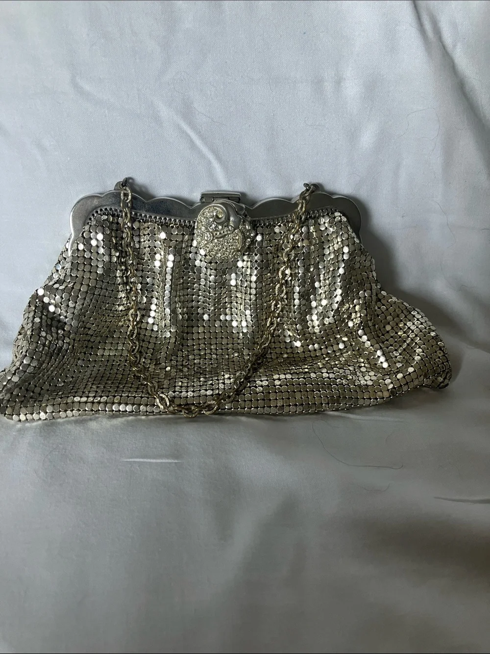 Silver Sequin Evening Clutch Handbag